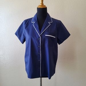 Soma Pajama PJ Button Down Shirt Size M Navy Blue